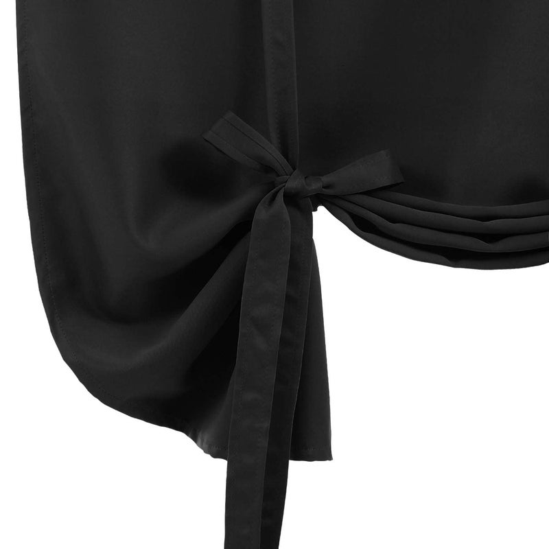 DWCN Tie Up Curtain-Thermal Insulated Room Darkening Blackout Curtains for Livingroom, Bedroom and Dining Room, Black, W42 X L45 Inches, 1 Rod Pocket Panel - Image 5